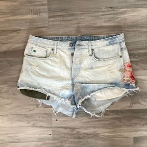 EUC Tortoise Los Angeles Denim Embroidered Shorts